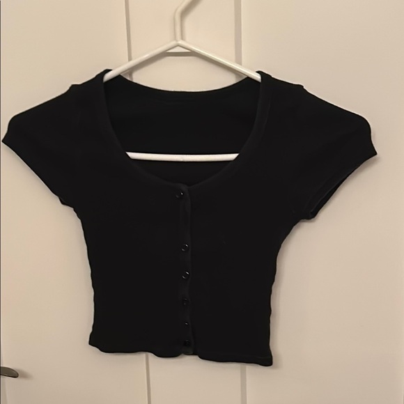 Black Button-Up Women's Top - Picture 1 of 4